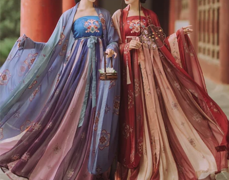 无衣饮羽 汉服诃子裙 蓝大袖三件套  感兴...