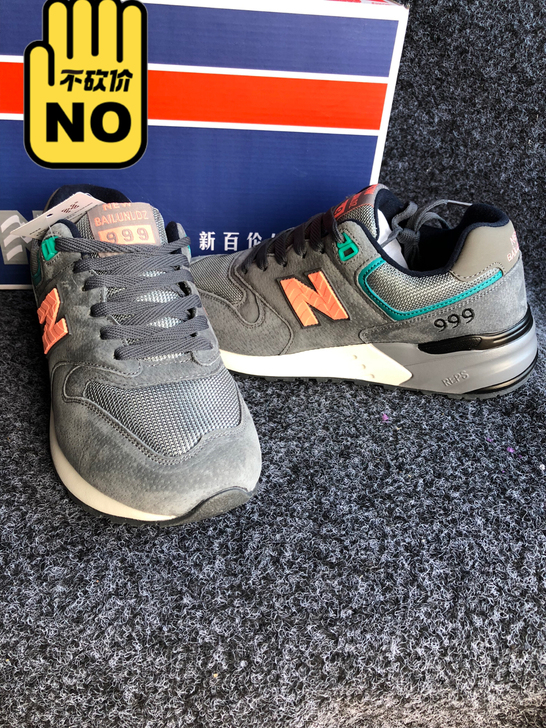 女板新百伦999真皮网布碳灰粉1双40码1...