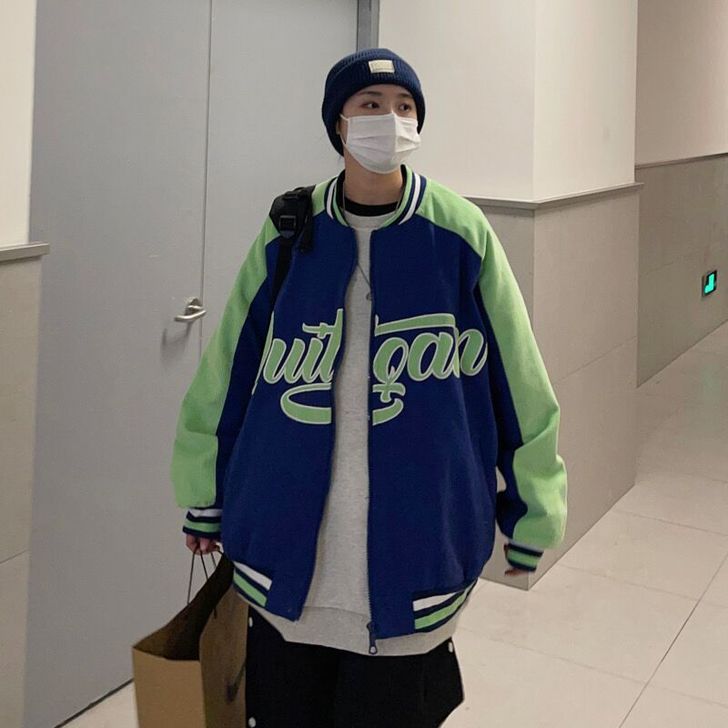 美丽的脏店日系刺绣灯芯绒棒球服外套情侣潮牌...