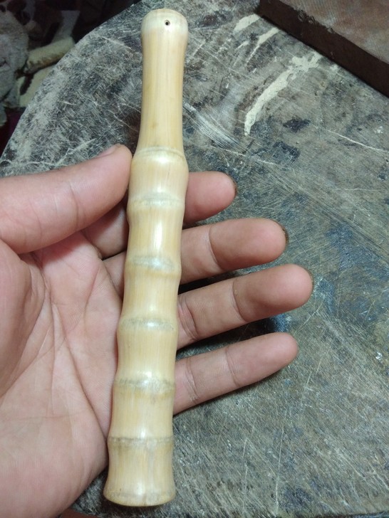 实心竹异型天然罗汉竹文玩手把件,长17直径...