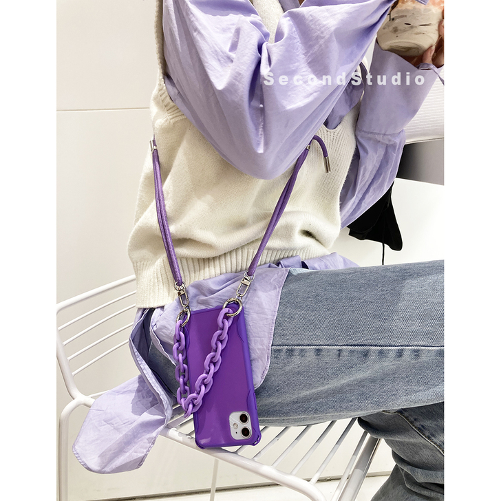 原创紫色挂绳适用iPhone12proma...