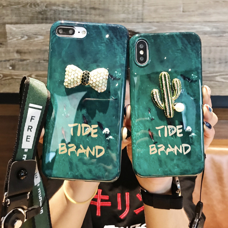 祖母绿手机壳挂绳苹果软套##amp；hel...