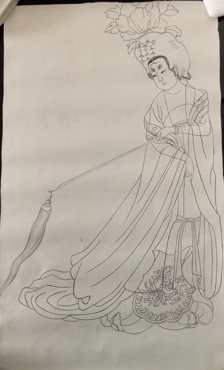 手绘白描线稿三幅，66*40两幅，70*4...