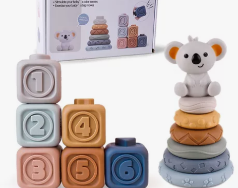婴儿早教益智浮雕软胶积木叠叠乐，数字认知，...