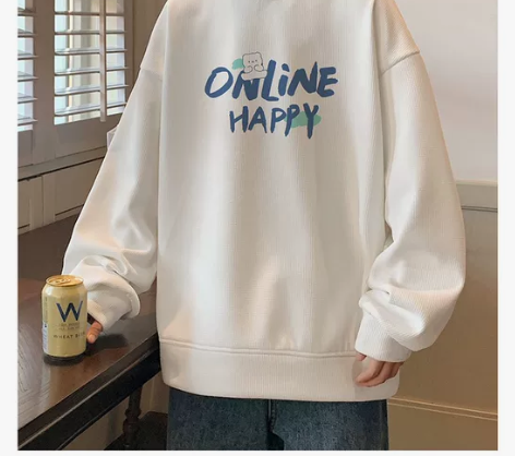 华夫格！2022秋季新款男士潮流圆领卫衣学...