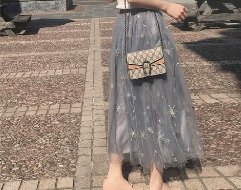 蕾丝刺绣网纱裙半身裙女春夏纱裙仙女a字裙中...