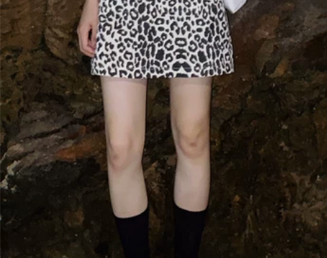 花田橱窗 豹纹短裙女港味复古高腰显瘦一步裙...