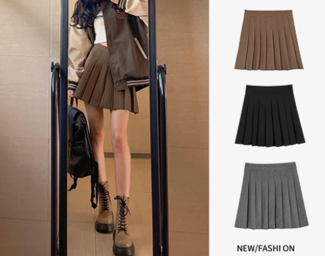 卡其色百褶裙女半身裙短裙秋冬2021新款