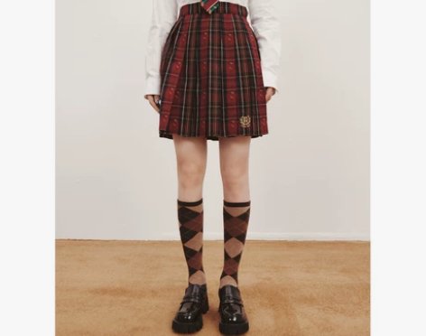 学院风TeenieWeenie小熊格纹半身...