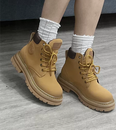 马丁靴大黄靴网红同款街头潮流短筒靴子英伦风...