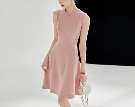 ?极简气质2022夏季通勤进口三醋酸连衣裙...