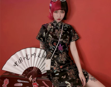 饭粒家中国风国潮龙刺绣修身显瘦土酷少女蹦迪...