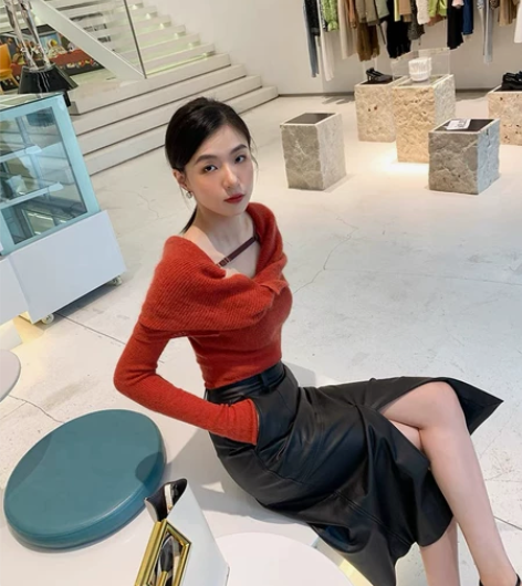 ADA MISS春新色纯欲风红色性感修身长...