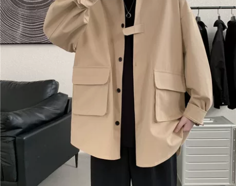 全新三标齐全韩货品牌卡其色日系工装夹克外套...