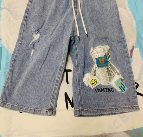 儿童牛仔裤七分裤140码 大小就是140码...