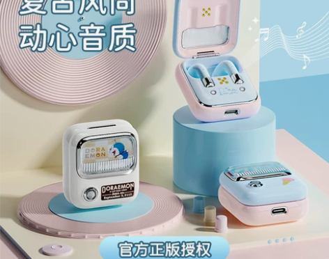 哆啦A梦蓝牙耳机无线蓝牙运动女款超长待机新...