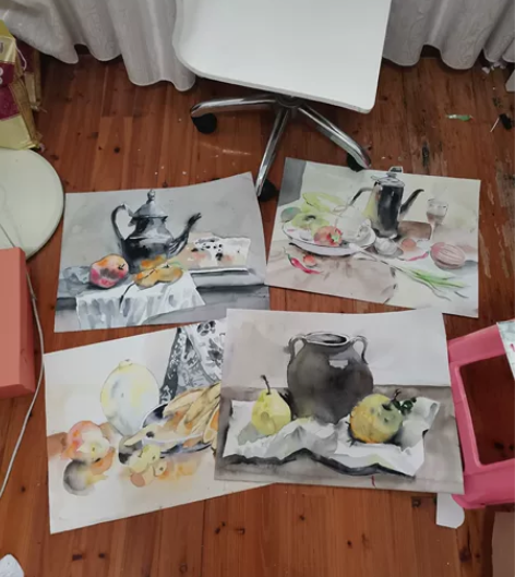 水彩作品水彩风景水彩画8开大小 8k:30...