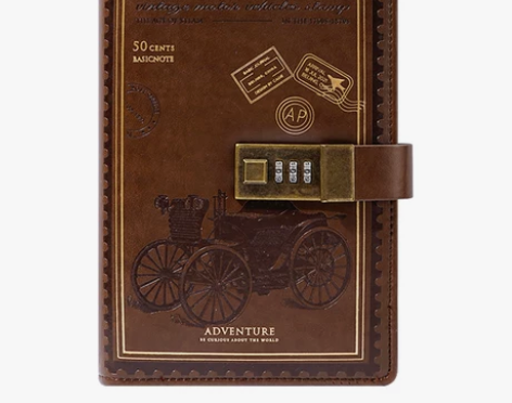 卡杰复古密码本带锁日记本创意手帐笔记本本子...