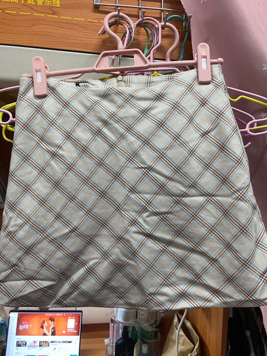 条纹素色 绿色半身裙女 a字裙 夏天可穿