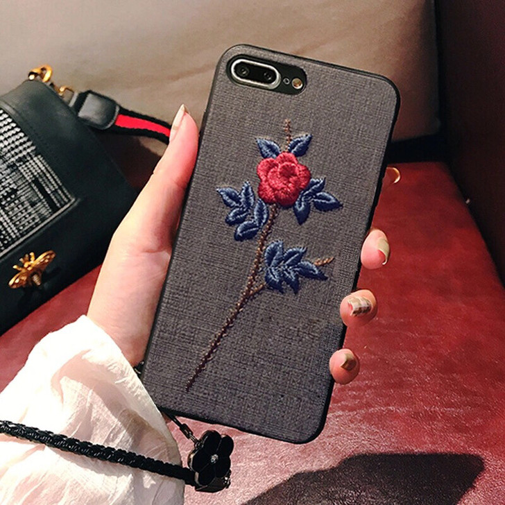 包邮 iPhoneX刺绣花苹果7Plus手...