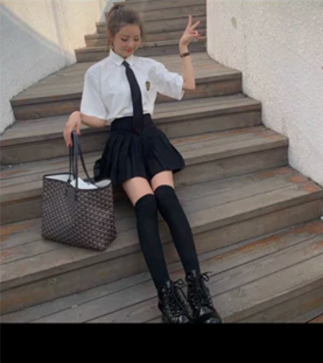jk 制服群正版领带白衬衫女设计感小众学生...