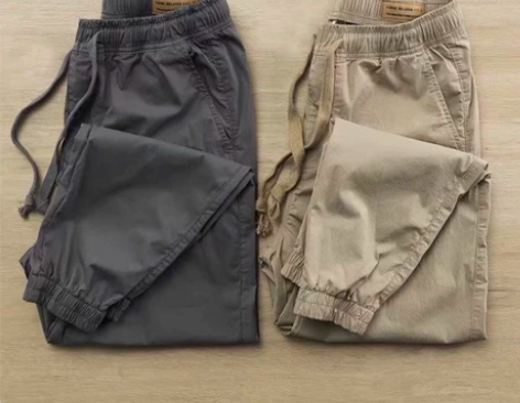 日系复古休闲工装裤男重磅纯棉做旧水洗宽松直...