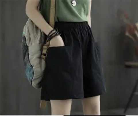 纯棉阔腿短裤女夏新款宽松休闲粗腿高腰显瘦百...