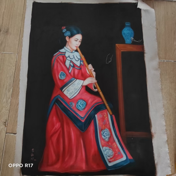 1941年弘一法师李叔同民国美女油画一副,...