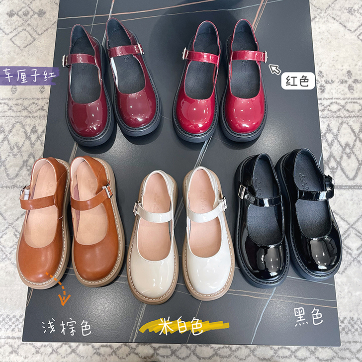自然卷2021新款玛丽珍鞋日系jk软妹圆头...