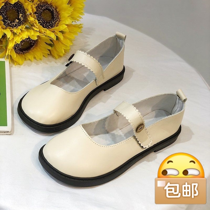 软妹可爱小皮鞋日系圆头女学生百搭娃娃鞋平底...