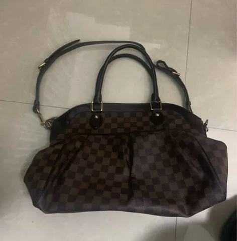 ?路易威登棋盘格系列女士手提包单肩包大号老...