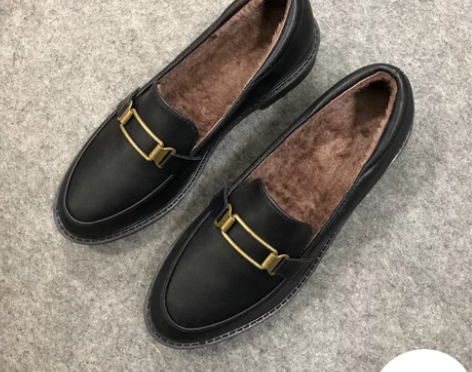 英伦小皮鞋单鞋女2022年新款秋冬加绒平底...