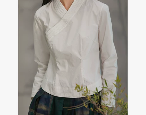 简贞吉祥羽儿原创100%纯棉交领汉服式长袖...