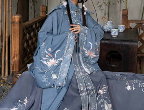 清梳原创西府幽兰明制汉服立领长袄刺绣云肩齐...
