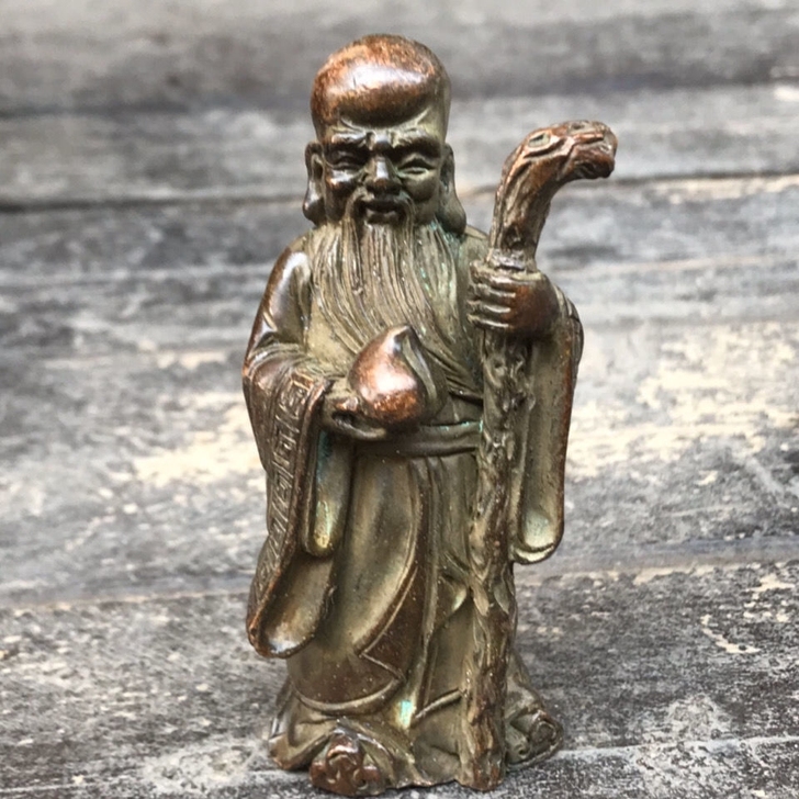 古玩收藏纯铜佛像寿星摆件招财进宝生命百岁铜...
