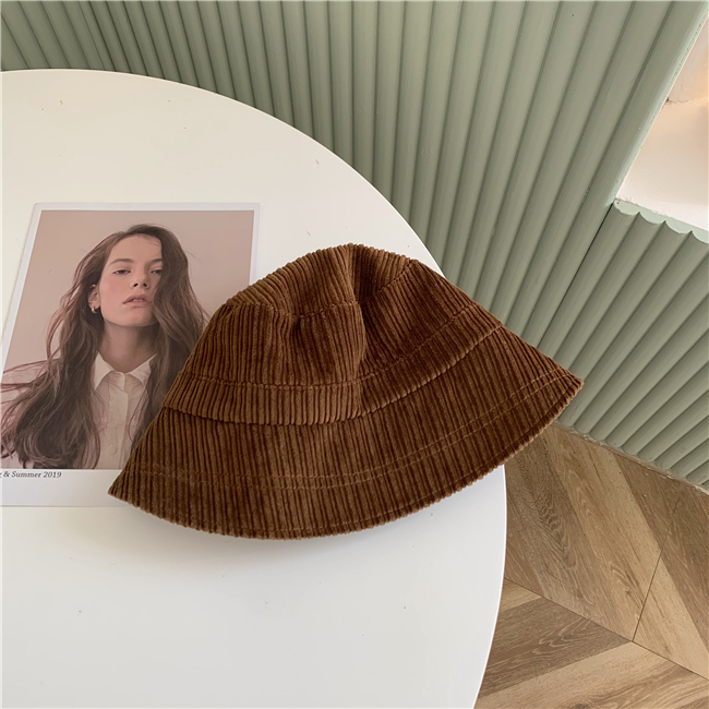 丁走走/日系灯芯绒大檐渔夫帽子女秋冬显脸小...