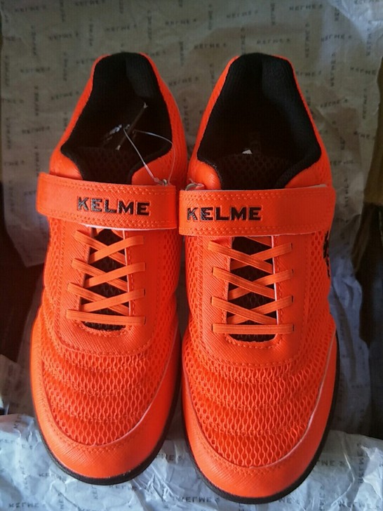 KELME卡尔美儿童魔术贴足球鞋荧光橙卡尔...