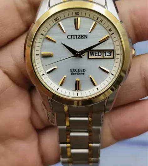 西铁城钛合金高端exceed双历光动能电波...