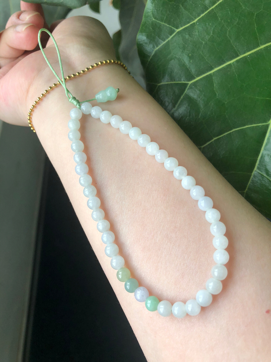 翡翠白冰绿葫芦手机链挂绳5