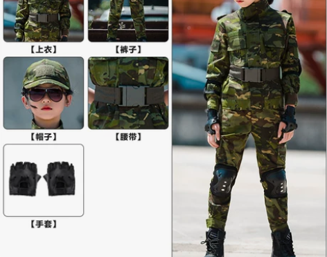 儿童迷彩服短袖套装特种兵夏季生日礼物走秀服...