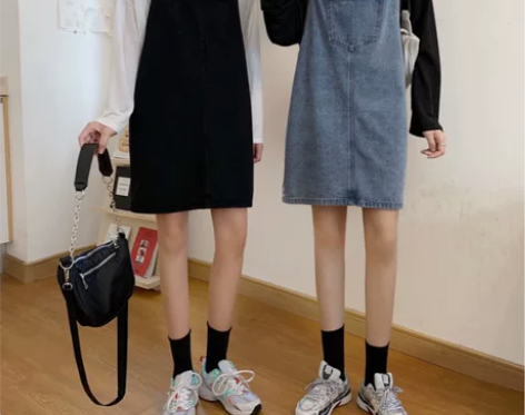 牛仔背带裙女春装2022新款减龄洋气矮个子...