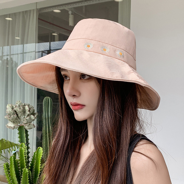 小雏菊渔夫帽春季帽子女小清新百搭防晒紫外线...