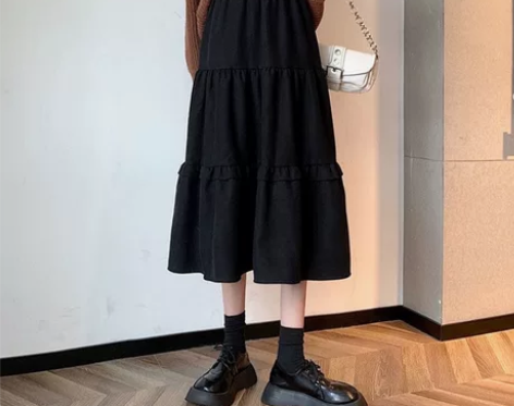 高腰秋冬半身裙百褶伞裙 正版品质 M码 ...