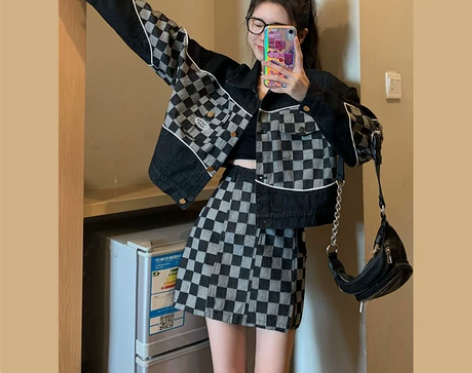 MUEL原创◆学院风牛仔套装裙女春季202...