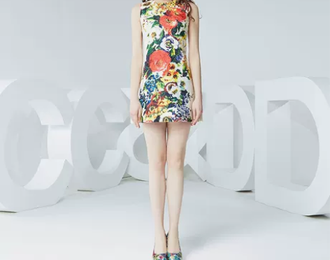 ?CCDD春装田园大花热带风印花暗纹提花无...