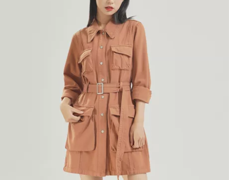 美特斯邦威牛仔连衣裙女休闲工装风新款秋季复...