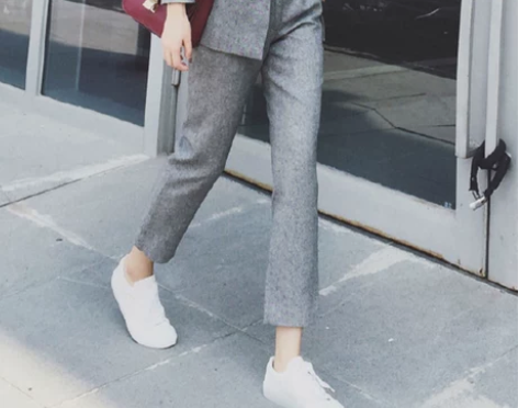 新款推荐气质好版型 质感闪粉毛呢西装9分裤...