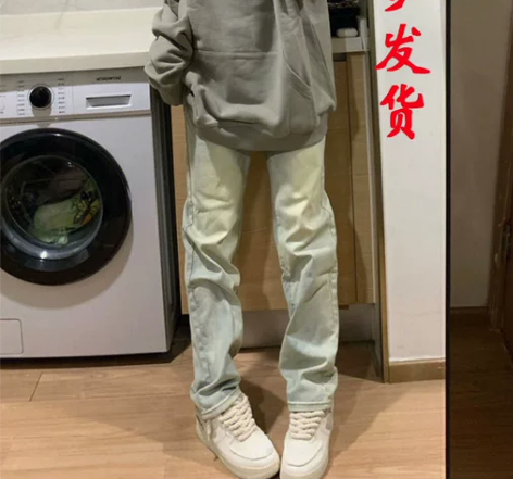 欧美式vibe风黄泥牛仔裤子女秋高街ins...