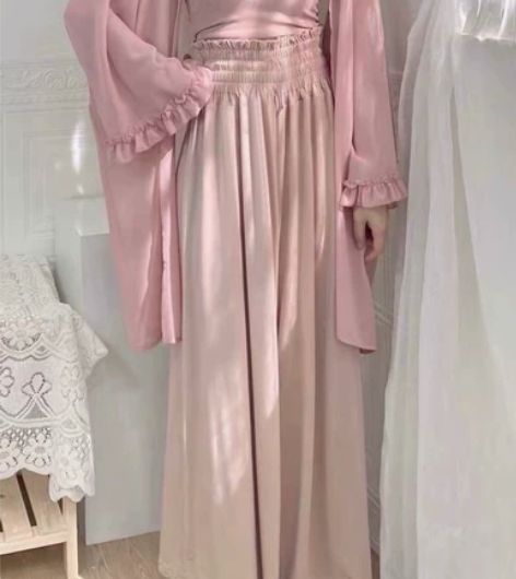 回馈款！莫代尔皱褶束腰阔腿长裤高腰松紧绑带...