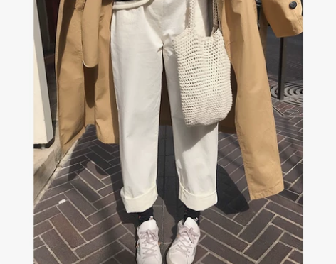 秋装松紧高腰长裤纯色直筒裤休闲简约运动裤…...